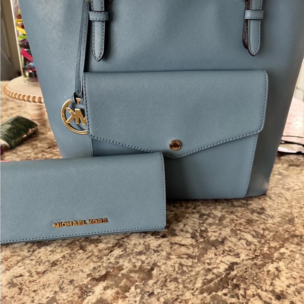 Michael Kors Blue Women's Bag and Wallet Set